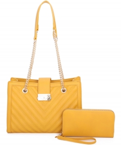 Chevron Quilted 2-in-1 Satchel LF2311T2 YELLOW